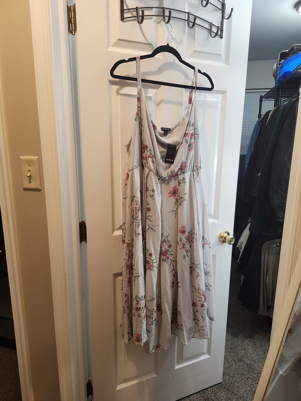 Torrid Cream Midi Slip Dress with Pink Floral Print, NWT, 3X